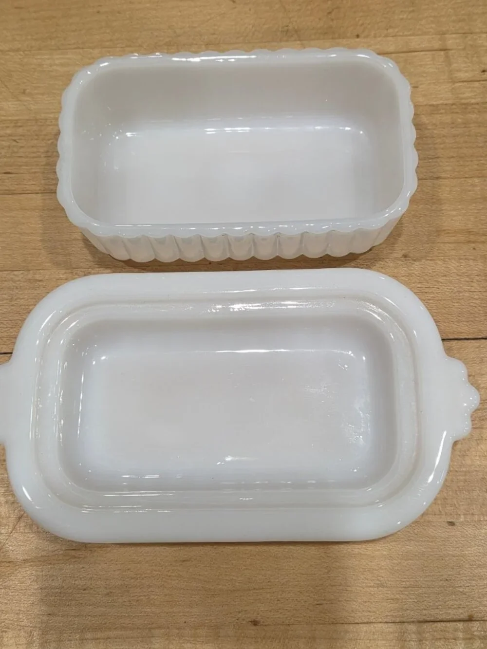 Vintage Westmoreland Old Quilt White Milk Glass Covered Butter Dish